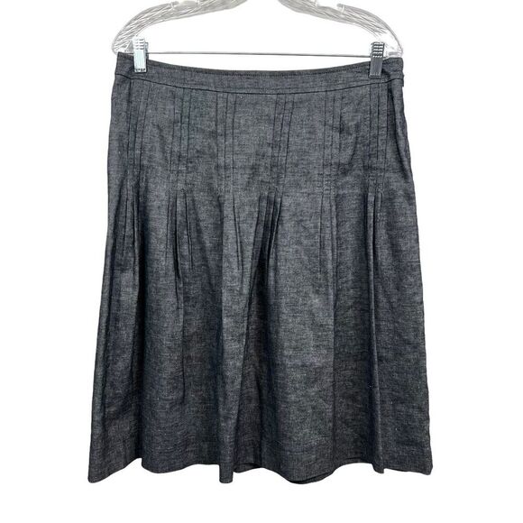 Cynthia Steffe Skirt A Line Linen Blend Pleated Lined Back Zip Gray Women Size 8 - Picture 1 of 6